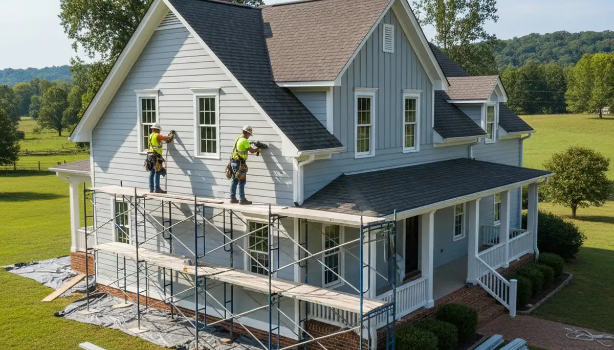 Vinyl siding installation by Greensboro, NC siding contractor for residential home exterior upgrade