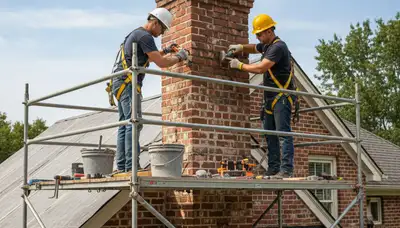 Greensboro, NC chimney repair for brick, mortar, and flashing on a siding service page