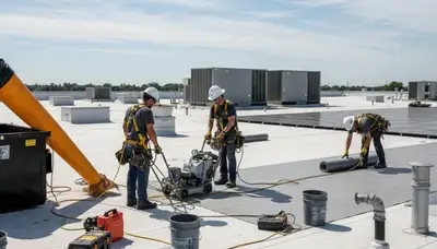 Commercial roofing installation in Greensboro, NC for a business property by FX Remodeling & Exteriors