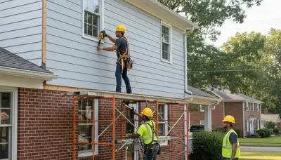 Vinyl siding installation by Greensboro, NC siding contractors for residential homes