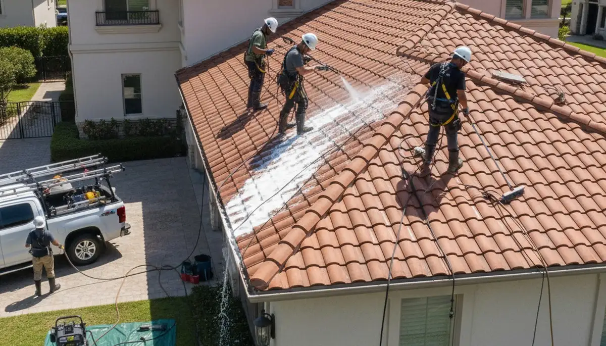 Roof cleaning service in Greensboro, NC for removing algae, moss, and roof staining